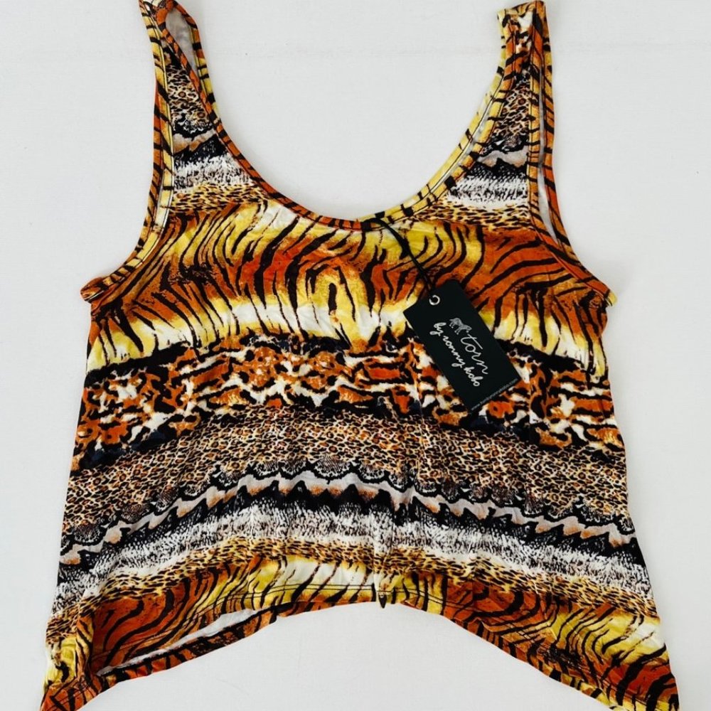 TORN by RONNY KOBO Animal Print Cropped Tank